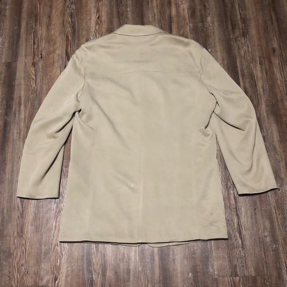 Tommy Bahama Coat Men's Small Silk Button Up Khaki Tan Island Soft Jacket - Picture 6 of 7